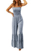 Thin Straps Smocked Bodice Wide Leg Floral Jumpsuit